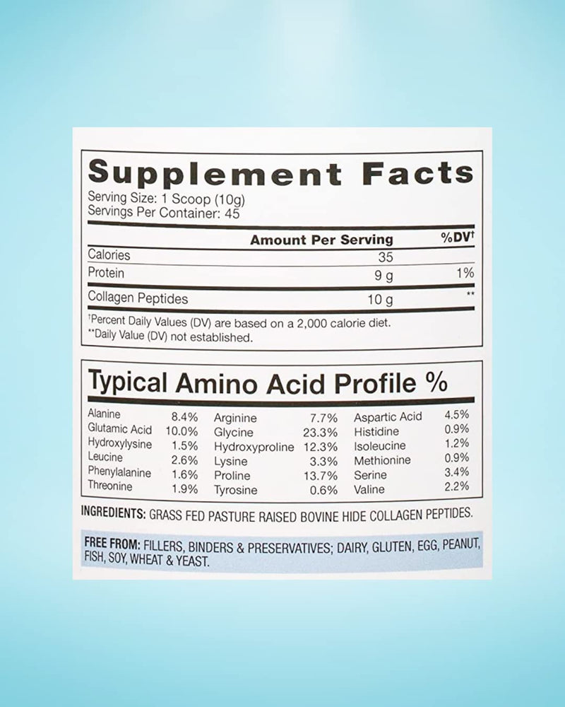 BioOptimal Grass-Fed Hydrolyzed Collagen Powder, Unflavored, Skin & Joints | Hydrolyzed Type I & III; 10g per scoop; 45 servings; non-GMO; gluten-free; no sugar or preservatives; GMP certified