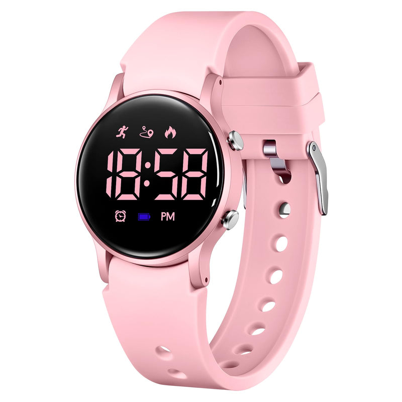 BEN NEVIS Kids Watch for Boys Girls Waterproof Digital Watch for Kids with Pedometer, Vibration Alarm Clock, Stopwatch, Calendar, No App for Ages 5-18 03-Pink - BeesActive Australia