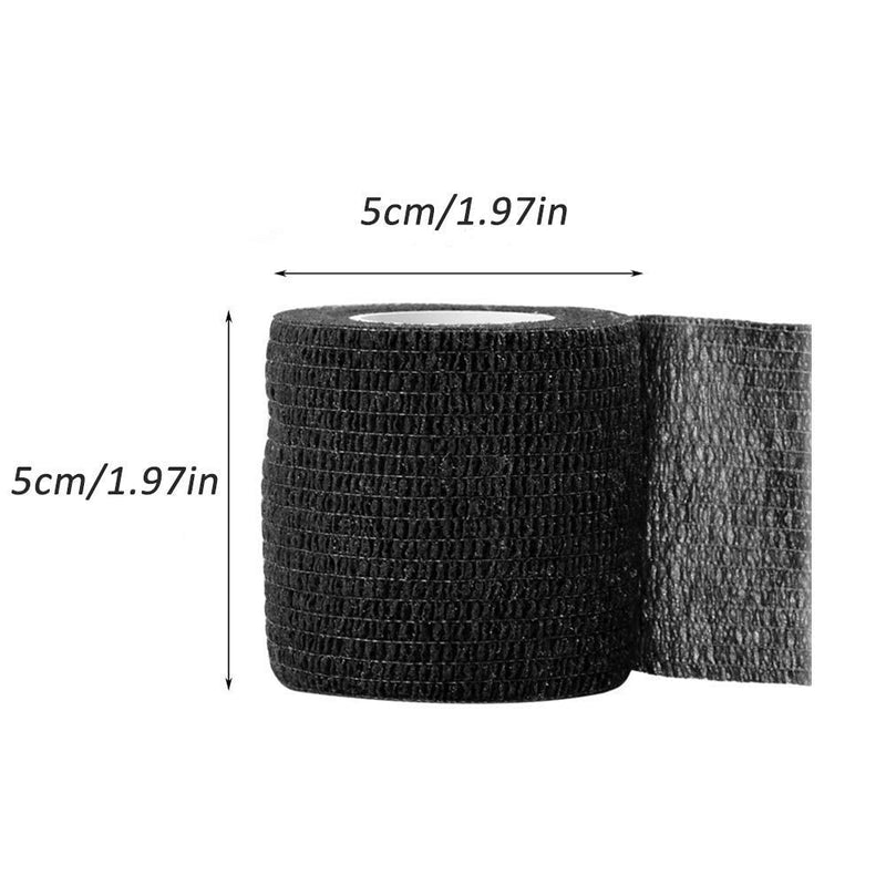 Tattoo Grip Tape Cover - 24PCS Self Adhesive Bandage Wrap, 2" X 5 Yards Black Athletic Tape,Ankle Tape, Cohesive Bandage Wrap…