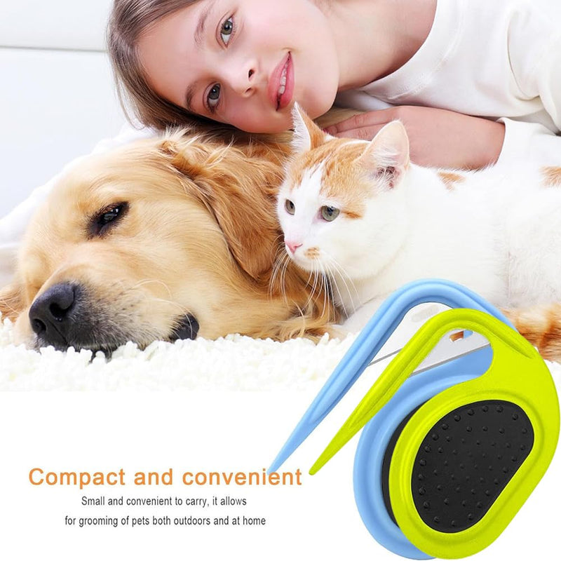 Pack of 2 detangling knife cat, pet knotting comb, knot comb for pets, knot comb hair removal tool, portable detangling comb, for removing matted hair (blue + green) - BeesActive Australia