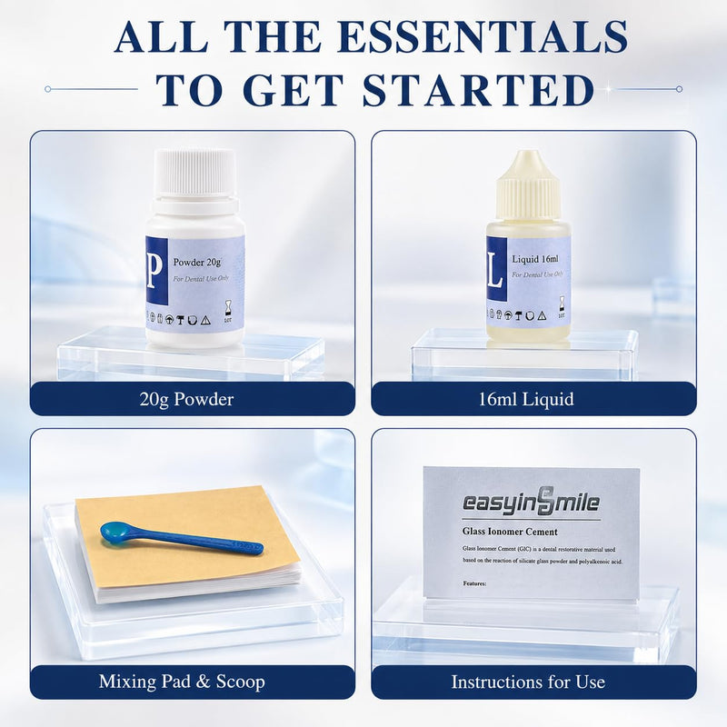 Zinc Oxide Eugenol Cement Dental Care Kit, Temporary Teeth Replacement Kit for Broken Chipped Teeth, Missing Teeth, Crown Fillings & Bridges, Improving Smile