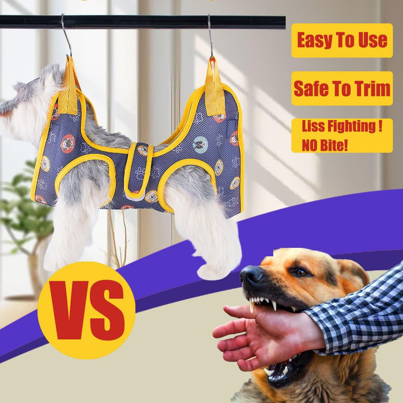 AIO Cat & Dog Restraint Sling for Nail Trimming Foldable Dog Grooming Supet Relaxation Hammock Harness for Pet Grooming S Green Green grid Small