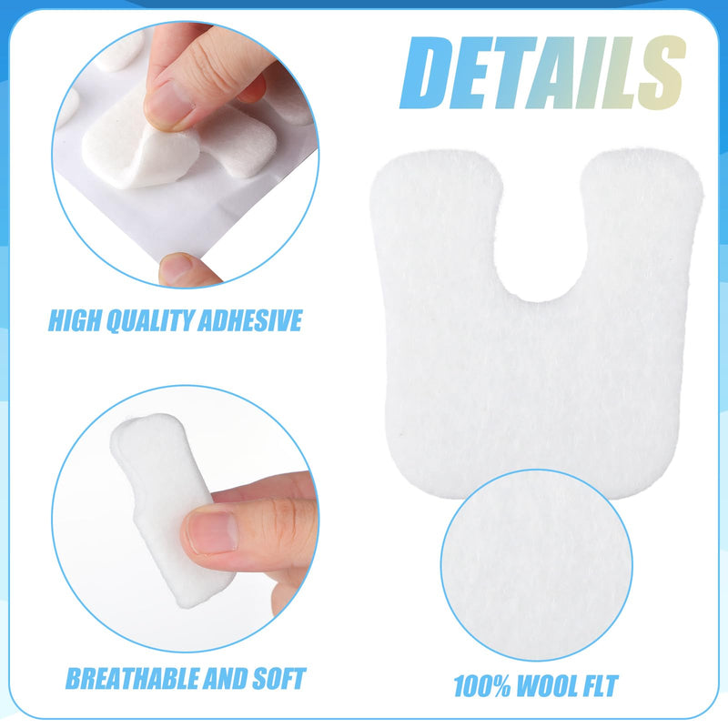 Newcotte 120 Pcs U-Shaped Callus Cushions Felt Foot Callus Pads Feet Remover Pads Soft Pain Relief Foot Cushion for Men and Women Beige and White - BeesActive Australia