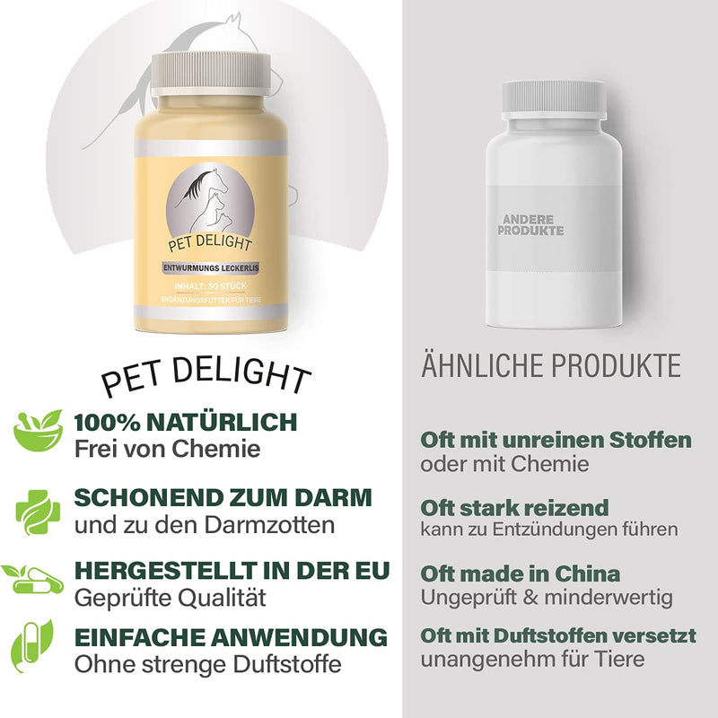 Pet Delight Worm Supplement Treats - the herbal treat & remedy for dogs and cats as a natural diet after worming - Dog - Cat - Birds - Animal & Dog Dewormer - 15g - BeesActive Australia