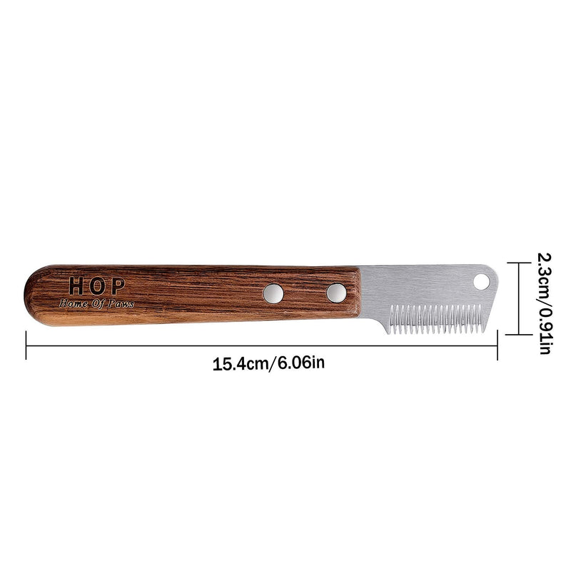 linjinde dog trimming knife with wooden handle for blunt dogs, rough-haired dachshund, fine top coat terrier, medium stripping knife, brown trimming knife, pet care tool for pet undercoat - BeesActive Australia