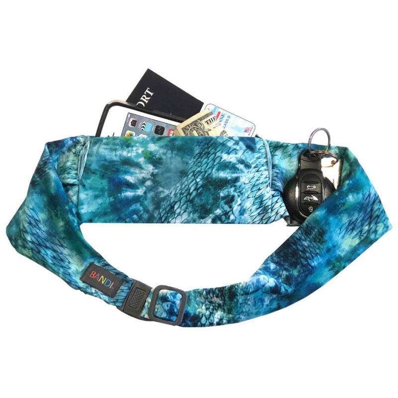 BANDI Running Belt for Women & Men – USA Made No-Bounce Adjustable Waist Pack & Secure Fanny Pack – Fits All Phones, Gels & Essentials – Zipper-Free, Medical Device Friendly Seaside Pocketed Belt (28"-42") - BeesActive Australia