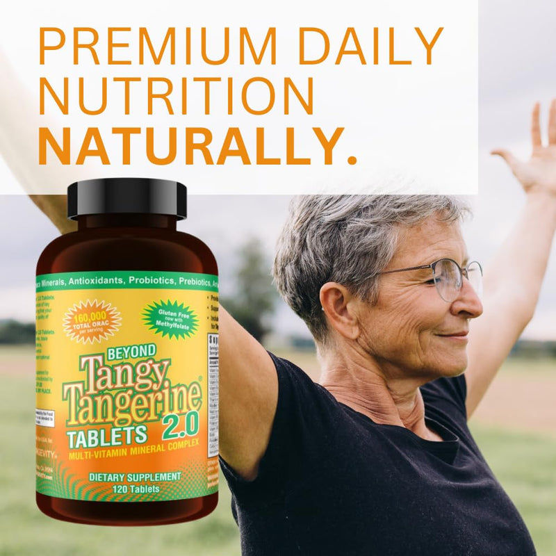 Youngevity Beyond Tangy Tangerine 2.0 Multivitamin Complex, 120 Tablets | Vitamins, minerals, amino acids, probiotics, methylfolate, antioxidants, whole-food nutrients, 160,000 ORAC, 120 tablets 1