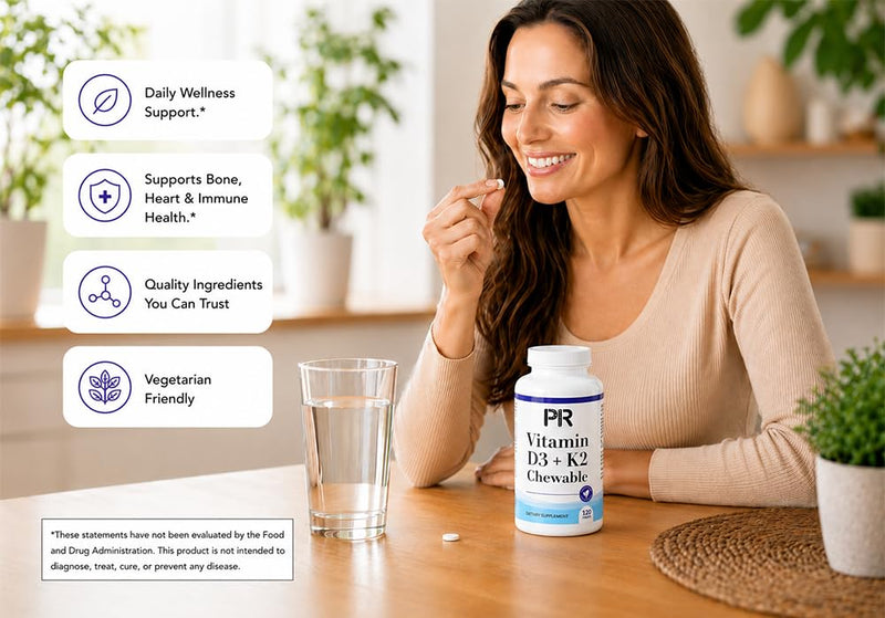 D3 + K2 Chewable Bone, Heart Calcium Absorption, Delicious. | High Potency, Bone, Heart & Immune Support, Vitamin K2 MK-7, Gluten-Free, USA