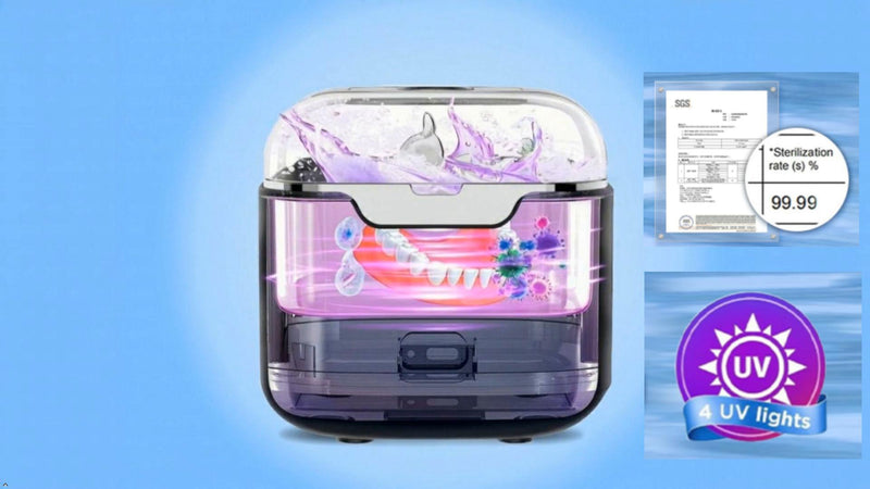 Ultrasonic Retainer Cleaner Machine, 48kHz Ultrasonic Dentures Cleaner with Timer & 4 Modes, 240ML Dental Pod for Mouth Guards, Braces, Aligner, Toothbrush, Jewelry, Makeup tool.