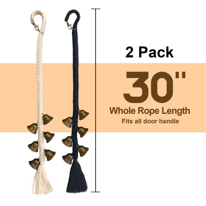 Dog Bell 2 Pack for Dogs to Ring to Go Outside Premium Quality Dog Bells for Door Potty Training Loud Dog DoorBell Length for Small, Medium and Large Dogs Pet Supplies (White&Black) White&Black - BeesActive Australia