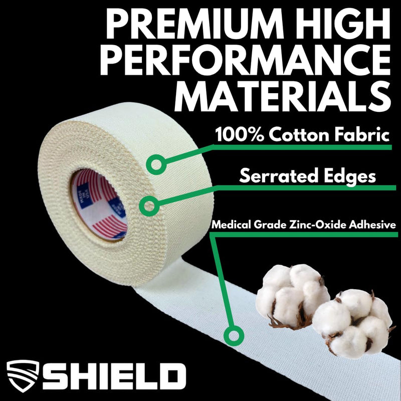 SHIELD 1 Inch Athletic Tape – Precision Tape 12 Pack – Strong Cotton, No Residue – Made in USA – Rigid Sports Wrap for Fingers, Thumbs, Toes, First Aid, Training - BeesActive Australia