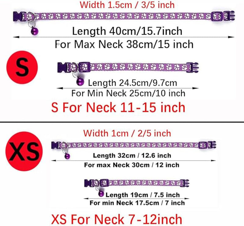 Blue XS Cat Collar with Bell, 2-Pack Puppy Collars Reflective Dog Collar Nylon Soft Adjustable Buckle for XXS XSmall Extra Small Tiny Boy Girl Pets Female Male Kitten Yorkie Teacup Chihuahua X-Small Light Blue XS (Neck 7"-12") - BeesActive Australia