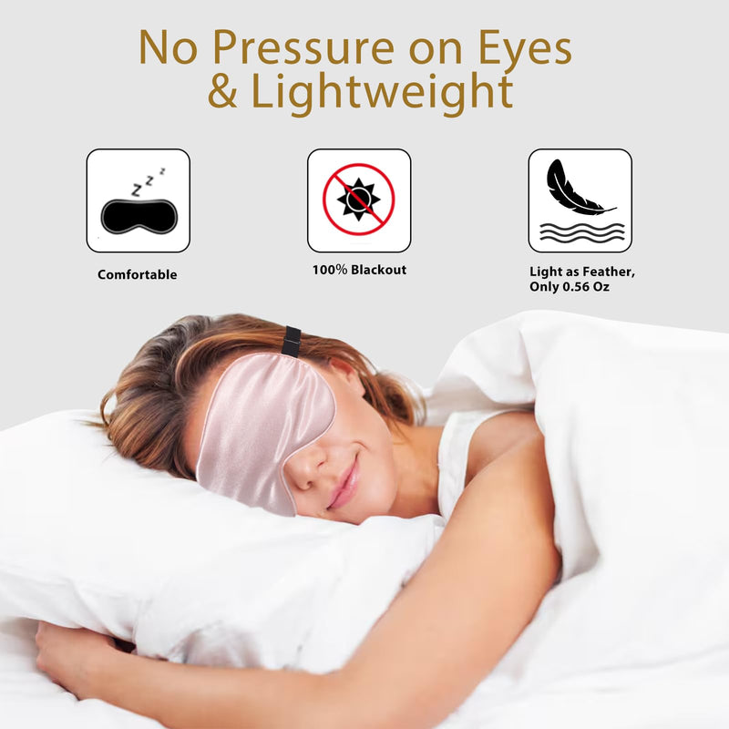 4 Pack Silk Sleep Mask - 100% Blackout, Zero Eye Pressure, Blindfold with Adjustable Strap, Super Soft Travel Eye Covers (Black, Pink, Blue, Purple) 001 Black&pink&blue&purple - BeesActive Australia