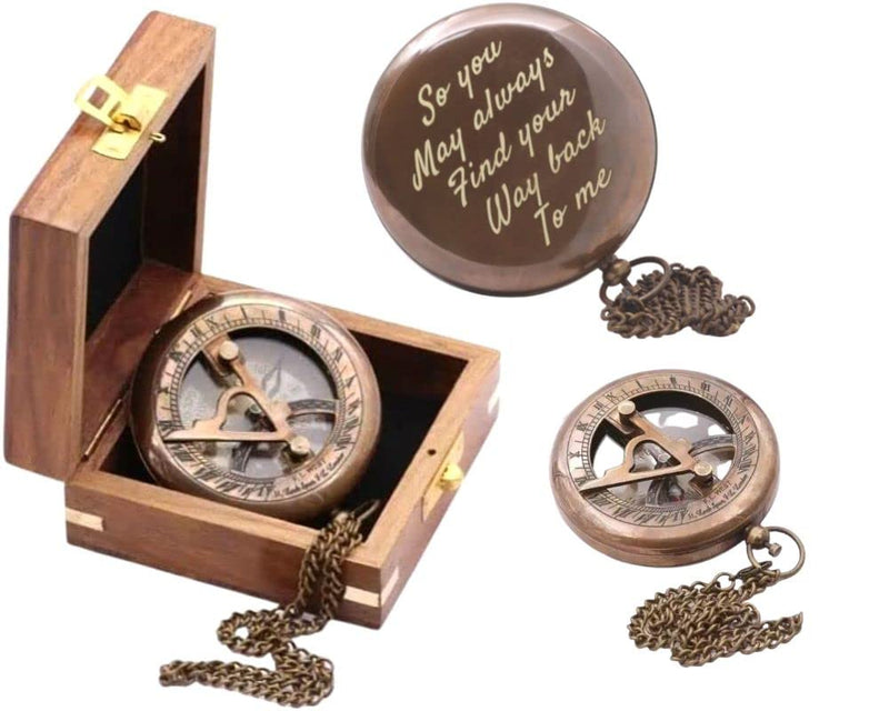 Compass – Brass Directional Vintage Compass Engraved with “Find Your Way Back to Home” Inspirational Gifts for Women/Men Baptism 2026 Communion Christian Motivational Quote Way Back To Me - Wood Box