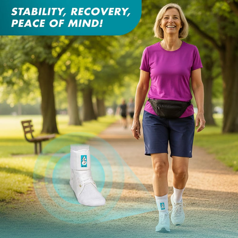 Med Spec ASO Speed Lacer – Ankle Brace for Sprained Ankle and Peroneal Tendonitis, Orthopedic Ankle Support for Men, Women, Adults, Teens and Kids, Sports Injury Recovery White Medium