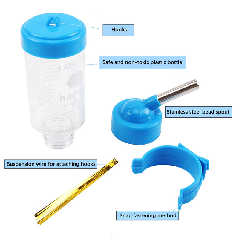 3 Pack Hamster Water Feeder Bottle, 125 ml No-Drip Small Animals Water Dispenser, Pet Hanging Water Bottle for Guinea Pigs, Bunny, Chinchillas, Rabbit - BeesActive Australia