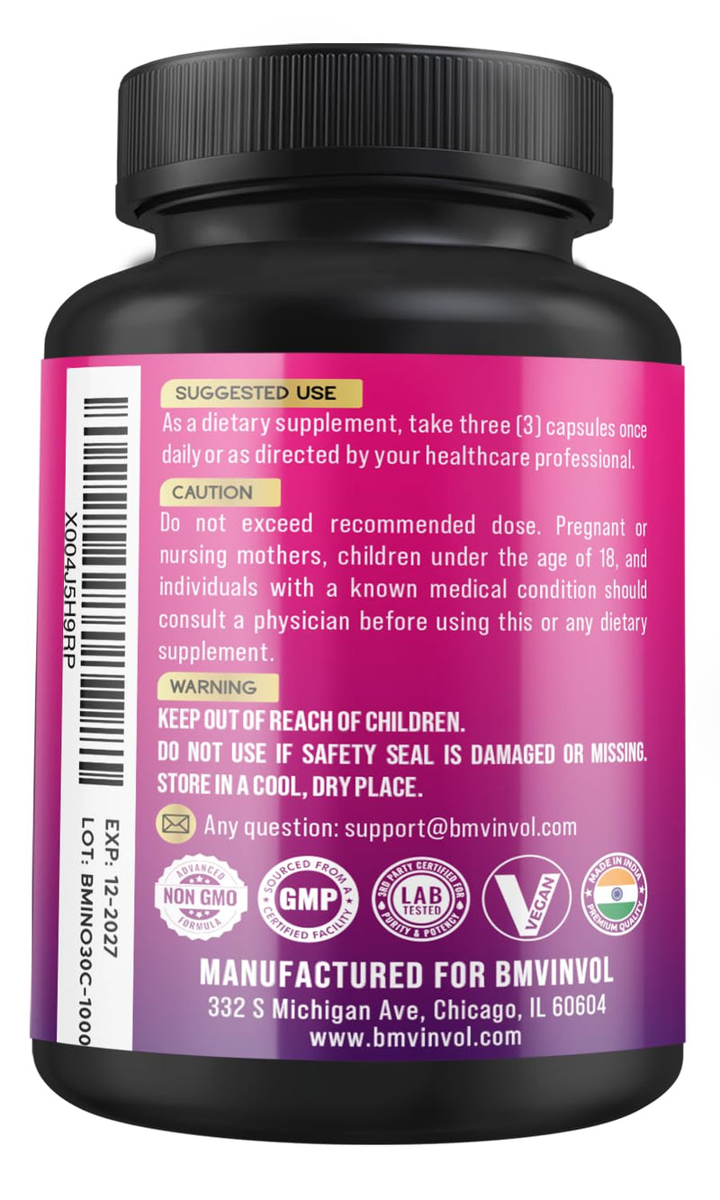 BMVINVOL Inositol Supplement - Myo-Inositol and D-Chiro Inositol Ideal 40:1 Ratio - Plus Berberine, Cinnamon, Ashwagandha + 5 More - 30 Capsules