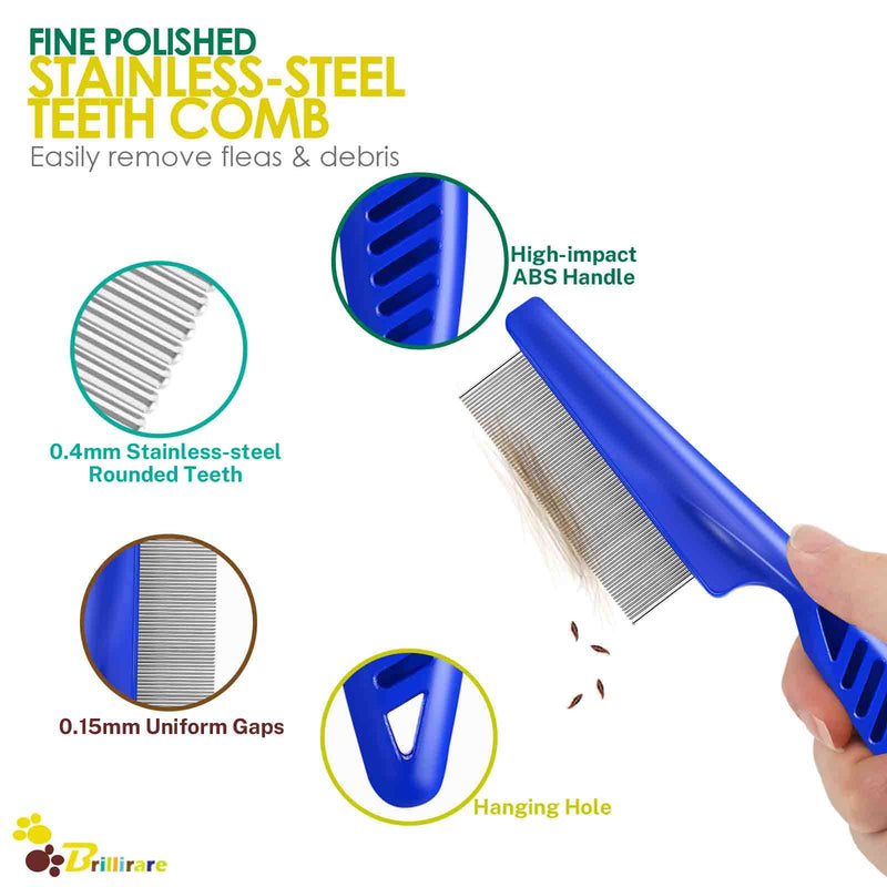 6 Pack Flea Lice Comb, Stainless Steel Dog Cat Grooming Combs with Rounded Teeth, 2-in-1 Double Sided Professional Pet Tear Stain Remover, Dematting Tool for Small, Medium & Large Pets - BeesActive Australia