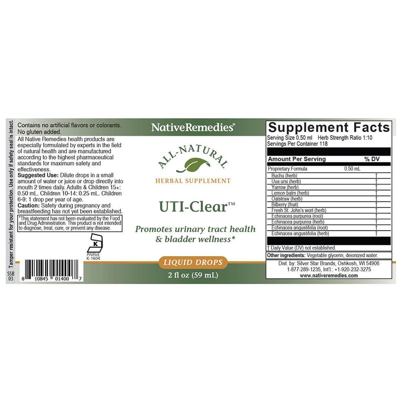 Native Remedies UTI-Clear for Urinary Tract and Bladder Health, 59 ml 1 Count (Pack of 1)