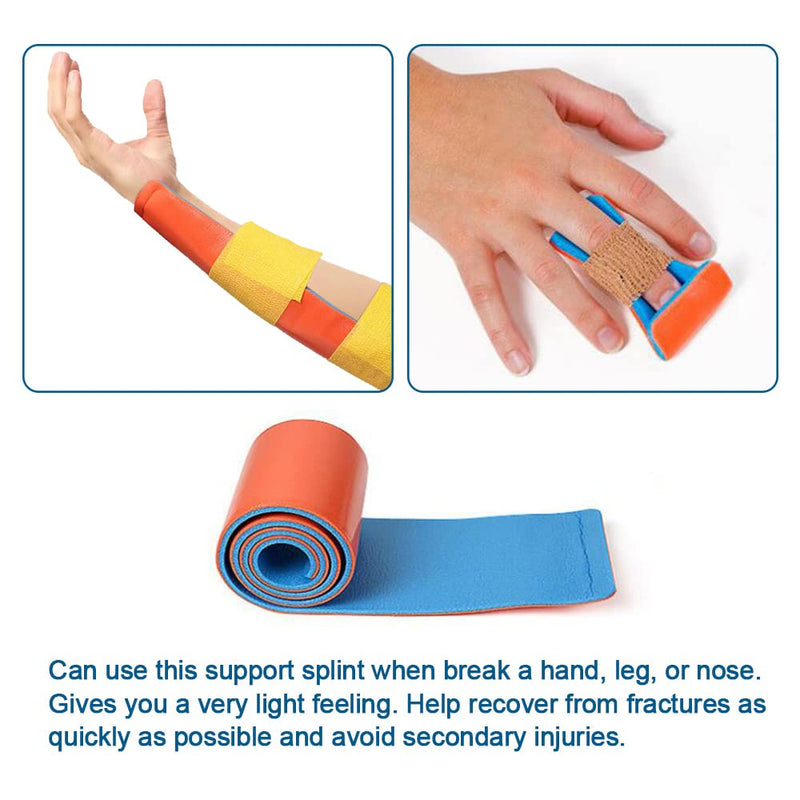 First Aid Padded Universal Aluminum Splint - Emergency Waterproof Fracture Support Protection for Hand, Foot, Leg, Ankle, 2 Pcs (6"x 36" Rolled) 6"x 36" Rolled