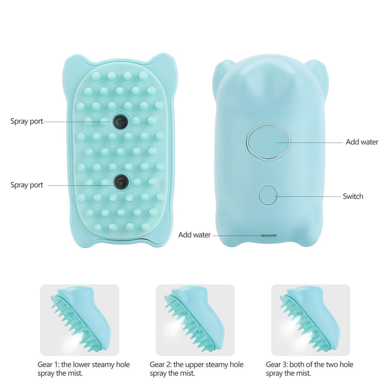 cat brush with steam,cat steam brush,3-in-1 steam brush cat spray massage comb cat comb,grooming brush pet hair removal comb for cat and dog ，2 spray opening Blue - BeesActive Australia
