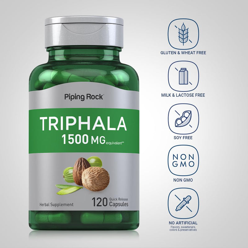 Piping Rock Triphala Capsules 1500 mg | 120 Count | Non-GMO, Gluten Free Supplement - BeesActive Australia