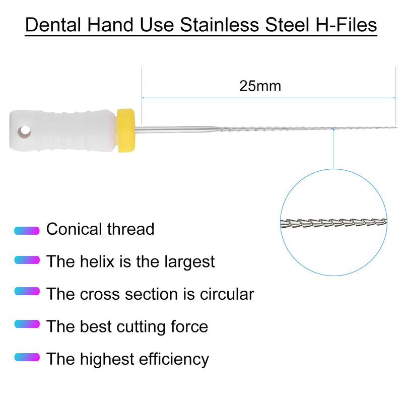 Endodontic Root Canal Hand H Files Stainless Steel Hand Files Pack of 6 (45-80#) 45-80#