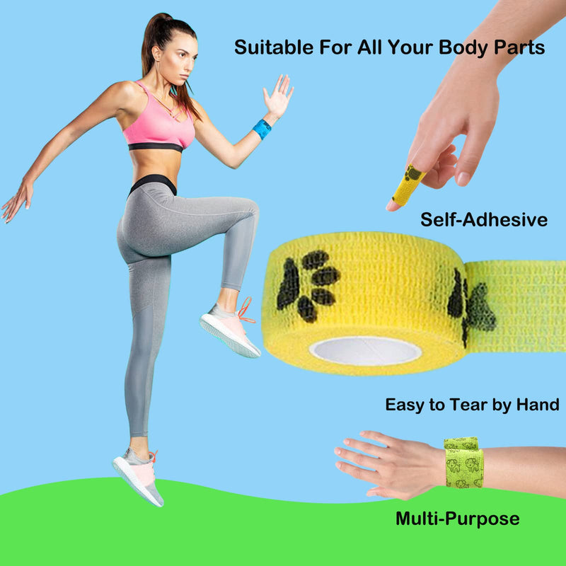 12 rolls of self-adhesive bandage, self-adhesive bandage, elastic and breathable bandage, the adhesive bandage for dogs, cats, wrists, ankle sprains and swelling (6 colors 5 cm x 4.5 m) 6 colors 5 x 4.5 - BeesActive Australia