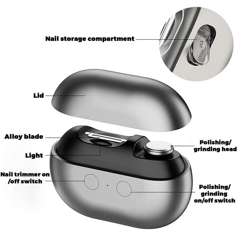 Easyclip Smart Nail Clipper, Electric Nail Clipper for Seniors, 3 in 1 Automatic Electric Toenail Clippers for Thick Nails, Nail Care Tool with Led Light - BeesActive Australia
