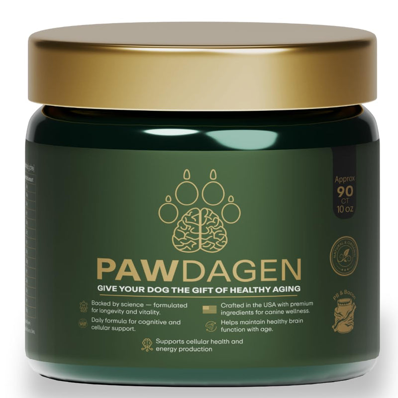 Dog Longevity Supplement - NMN, Lions Mane, Curcumin, CoQ10 All Breeds & Ages + Senior Dog Vitamins - 14 Ingredients - Cellular Vitality, Brain Health - Made in USA - 1-3 Months Supply