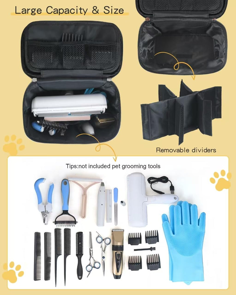 Pet Grooming Bag, Dog Cat Grooming Supplies Organizer Bag Pet Hair Removal Trimming Cleaning Tool Kit Storage Bag (Black) Black - BeesActive Australia