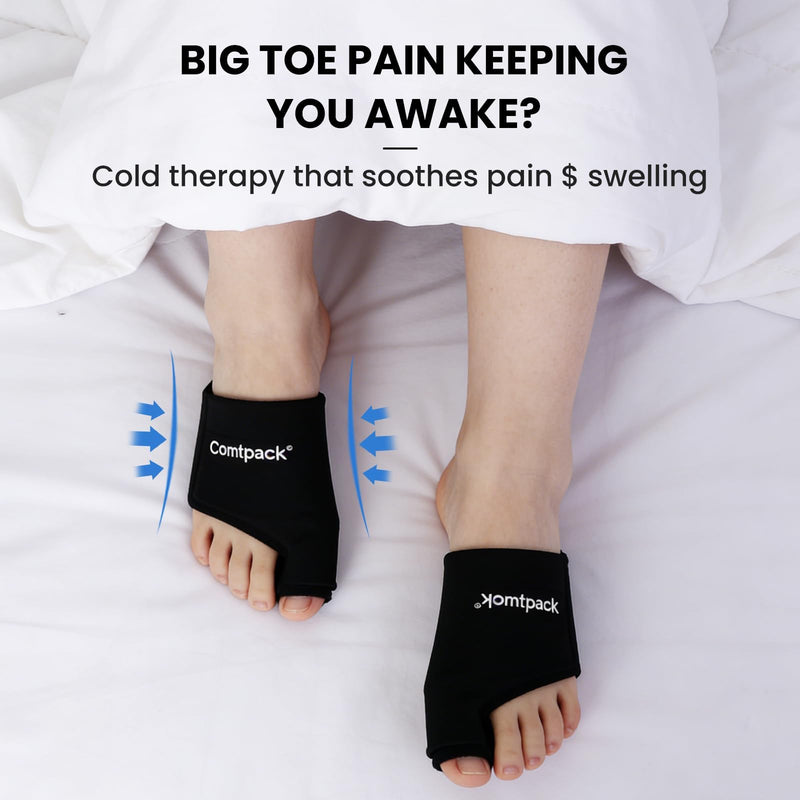 Comfpack Foot Toe Ice Packs Wrap for Bunion, Plantar Fasciitis, Hallux Valgus, Gout, Swelling & Injuries, Big Toe Brace for Arthritis, Hot Cold Compress Therapy Gel Ice Pack for Feet Recovery, 2 Packs - BeesActive Australia
