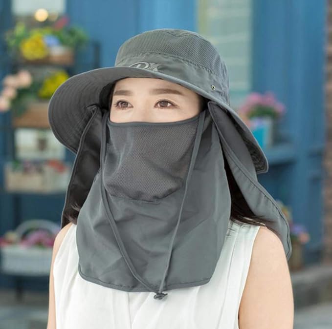 LQINGBZ Gardening Hat, Women's, Men's, Wide Brim, 4-Way Usage, UV Protection, Sun Visor, Stylish Hat, Face Cover, Foldable, Easy to Use, Convenient, Sun Protection, Agricultural Work, Heatstroke Protection -  Australia