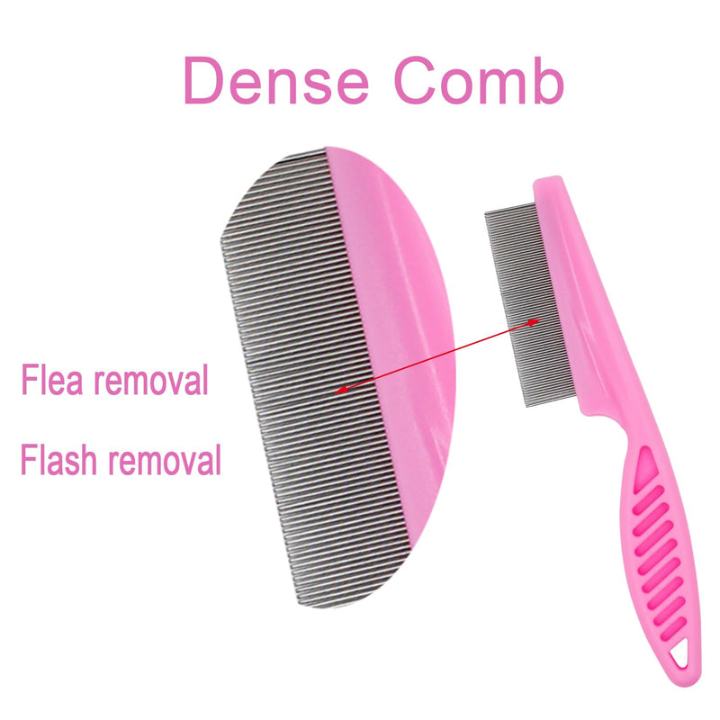 Flea Comb 4-Pieces-Pink with High Strength Teeth Pet Tear Stain Remover Combs, Dog Cat Grooming Set Effective Float Hair Remover - BeesActive Australia