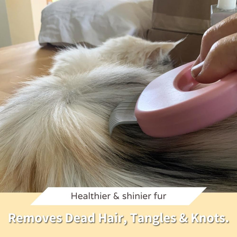 Leo's Paw The Original Pet Hair Removal Massaging Shell Comb Soft Deshedding Brush Grooming and Shedding Matted Fur Remover Dematting tool for Long and Short Hair Cat Dog Puppy Bunny (Pink) Pink - BeesActive Australia