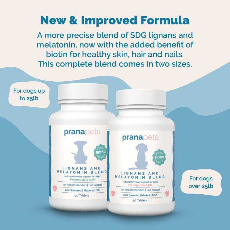 PranaPets Lignans & Melatonin with Biotin Blend Naturally Aids in Relieving Symptoms of Cushing’s in Dogs Over 25 lb | Promote Healthy Balance & Overall Well-Being Over 25 lb (w/ Biotin)
