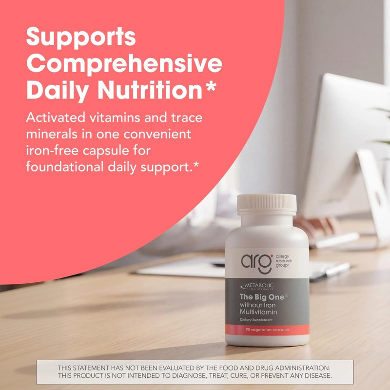 Metabolic Maintenance The Big One Without Iron, 90 Capsules | One-Per-Day Iron-Free Multivitamin and Mineral Supplement with High-Strength B Vitamins and Antioxidants