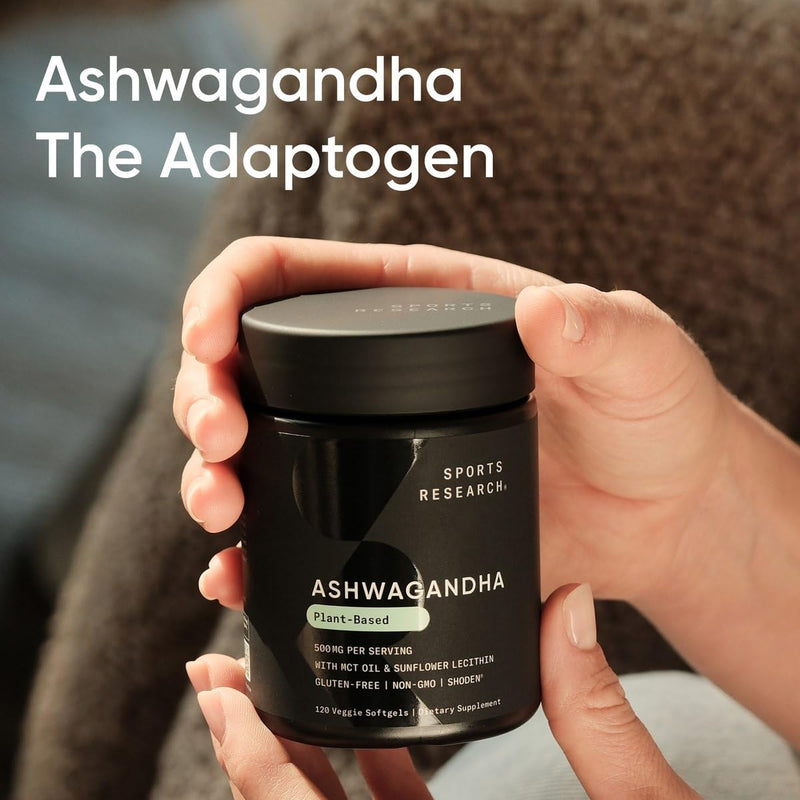 Sports Research¬Æ Ashwagandha Softgels with Coconut MCT Oil - Natural Ayurvedic Adaptogen Made with Shoden¬Æ Ashwa for Relaxation, Calm & Sleep Support - Gluten Free & Vegan Friendly - 120 Count 120 Count (Pack of 1)
