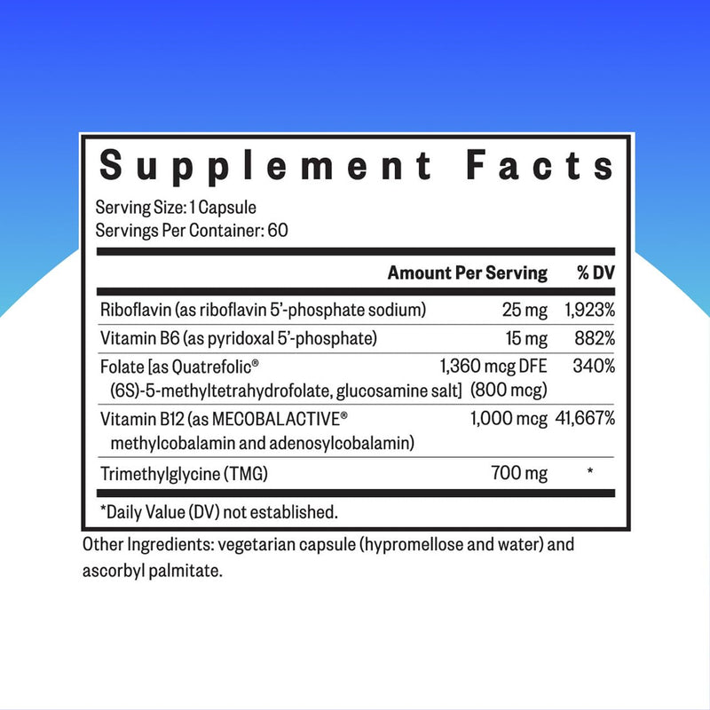 Seeking Health Homocysteine Nutrients - Supplement Formula with L-Methylfolate & Vitamin B12, B6 & B2 - Supports Healthy Cognition & Brain Function - Aids Homocysteine Metabolism - 60 Capsules