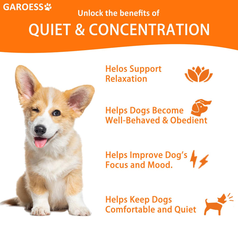 Quiet & Concentration Herbal Chews for Dogs, Behavior Support Supplement with Chamomile, L-Theanine, Valerian Root, ashwagandha, Bacon Flavor, Large container-120 Soft Chews, 12.69 oz (1) 1