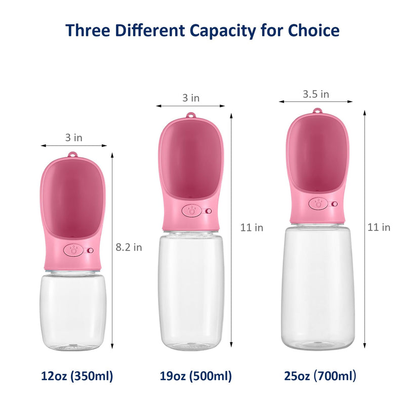 WePet Portable Dog Water Bottle with Food Container, 12 OZ + 6 OZ, Leak Proof Puppy Water Dispenser with Drinking Feeder for Pets Outdoor Walking, Hiking, Travel, Food Grade Plastic #04 Pink - BeesActive Australia