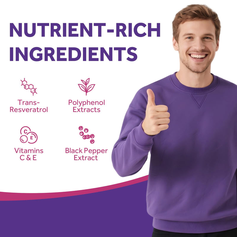 Doctor's Recipes 26-In-1 Resveratrol Complex 1179mg, Trans-resveratrol from Japanese Knotweed, 20+ Polyphenol Extracts, Vitamins C & E, Antioxidant Support, Heart Health & Immune Function, 60 Capsules