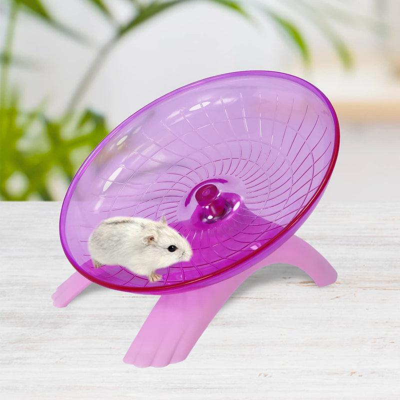 Hamster Flying Saucer Silent Running Exercise Wheel for Gerbil Rat Mouse Hedgehog Small Animals (Pink) Pink - BeesActive Australia