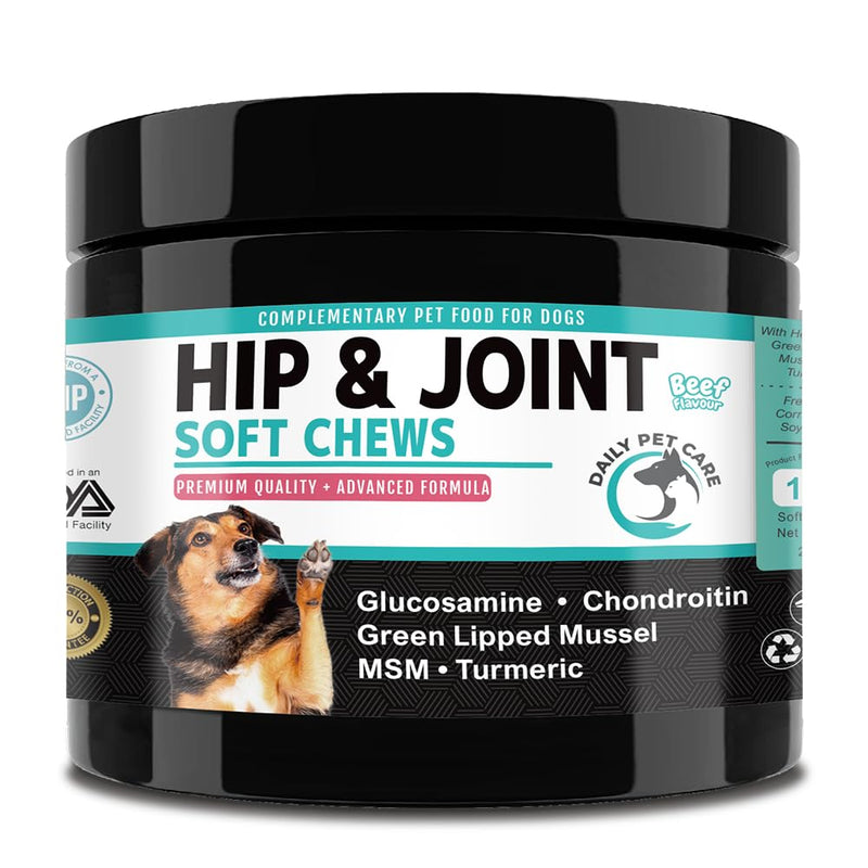 Hip and Joint Supplements For Dogs | Dog Joint Supplements to Reduce Stiffness and Improve Mobility with Organic Turmeric, Glucosamine, Chondroitin and Green Lipped Mussel For Dogs Beef