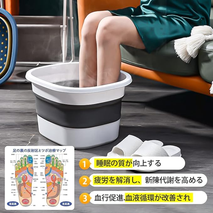 RULAYMAN Folding Foot Bathtub, Washtub, Silicone, Storage, Space Saving, Fatigue Reduction, Large Capacity, 22.8 gal (10 L), Spa Foot Bath, Wash, Transport, For Indoor and Outdoor Use, - BeesActive Australia