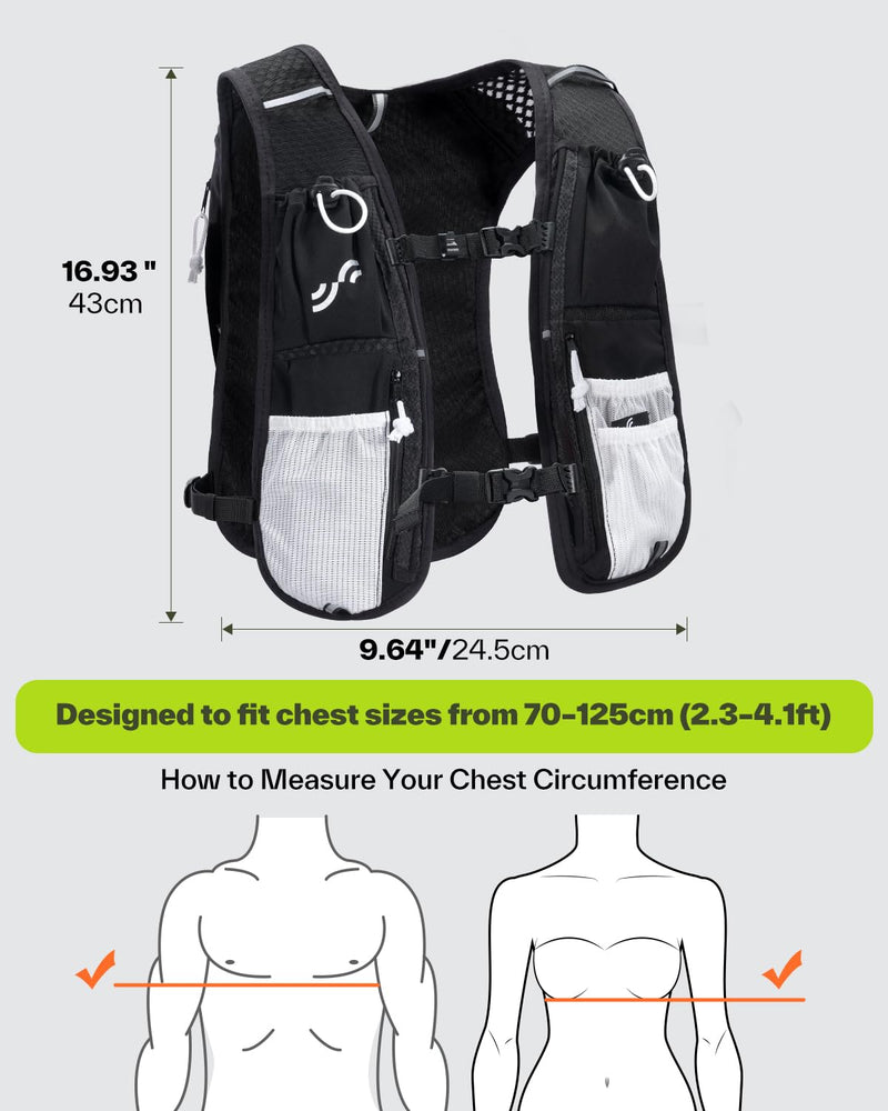 Sportneer Hydration Backpack: Running Vest with Reflective Strips -Lightweight Hydration Vest Backpack for Running Hiking Biking Cycling for Women Men Hydration Backpack with Water Bladder