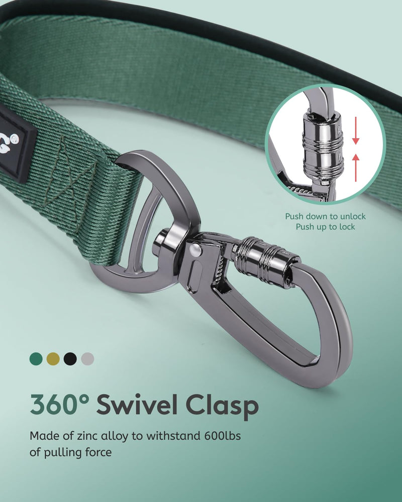 MIDOG Multifunctional Dog Leash Hands Free for Large Dogs - Adjustable Waist Leash with Zipper Pounch& Bungee Cord for Jogging/Running/Walking(4-7FT,Green) 4Ft-7Ft Green - BeesActive Australia