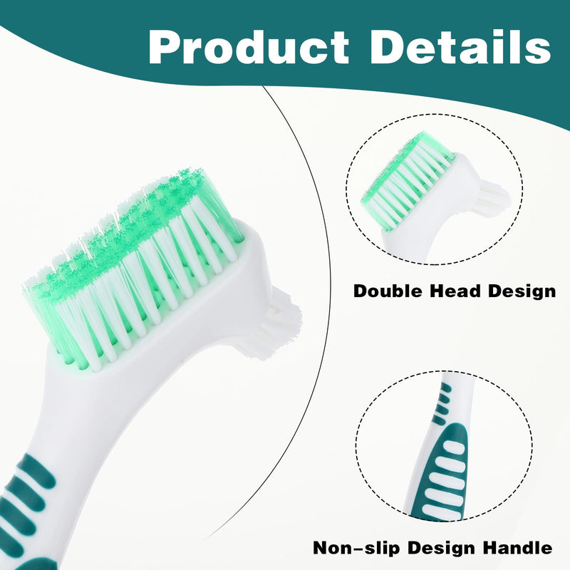 Denture Cleaning Brush Set, 2Pcs Premium Hygiene Denture Toothbrushes for Denture Care Multi-Layered Soft Bristles Ergonomic Rubber Handle Top Denture Cleanser Tool