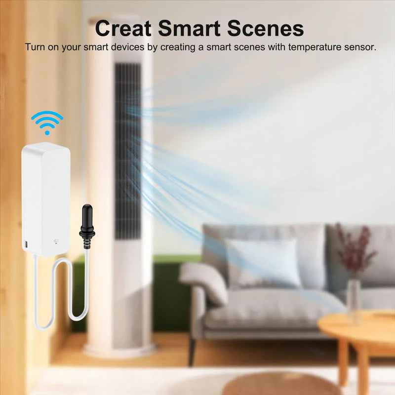 Smart Thermometer Hygrometer with Probe, WiFi Aquarium Temperature Humidity Gauge with App Remote Monitor, Indoor Refrigerator Thermometer Sensor, Data Storage&Export, Compatible with Alexa. 1PCS - BeesActive Australia