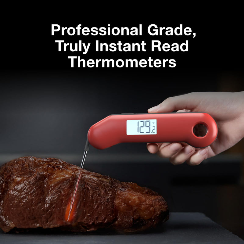 ThermoMaven ProfessionaI Meat Thermometer Digital, 3X Faster 0.5 Sec Instant Read, NIST Certified Accuracy ±0.5°F, 100% Waterproof Probe, Auto-Rotate Bright Indicator, for Candy/Grill/BBQ, Red & Gray - BeesActive Australia